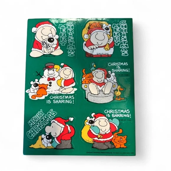 Vintage 90s Ziggy Christmas Is Sharing Stickers Orange Cat American Greetings - Picture 2 of 4